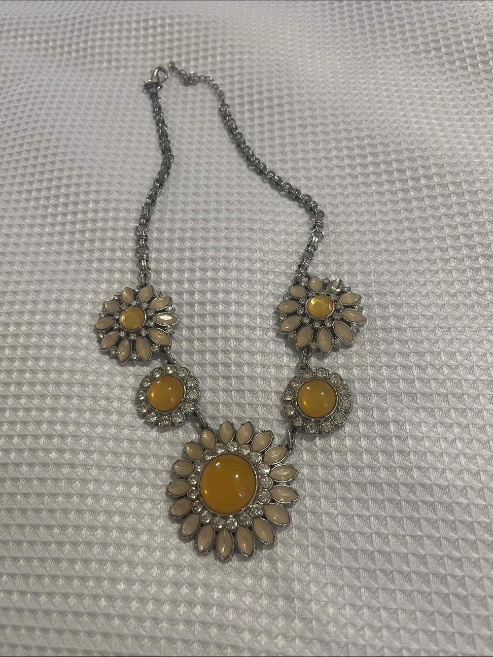 Lia Sophia Yellow Floral Bib Necklace with Cream Petals